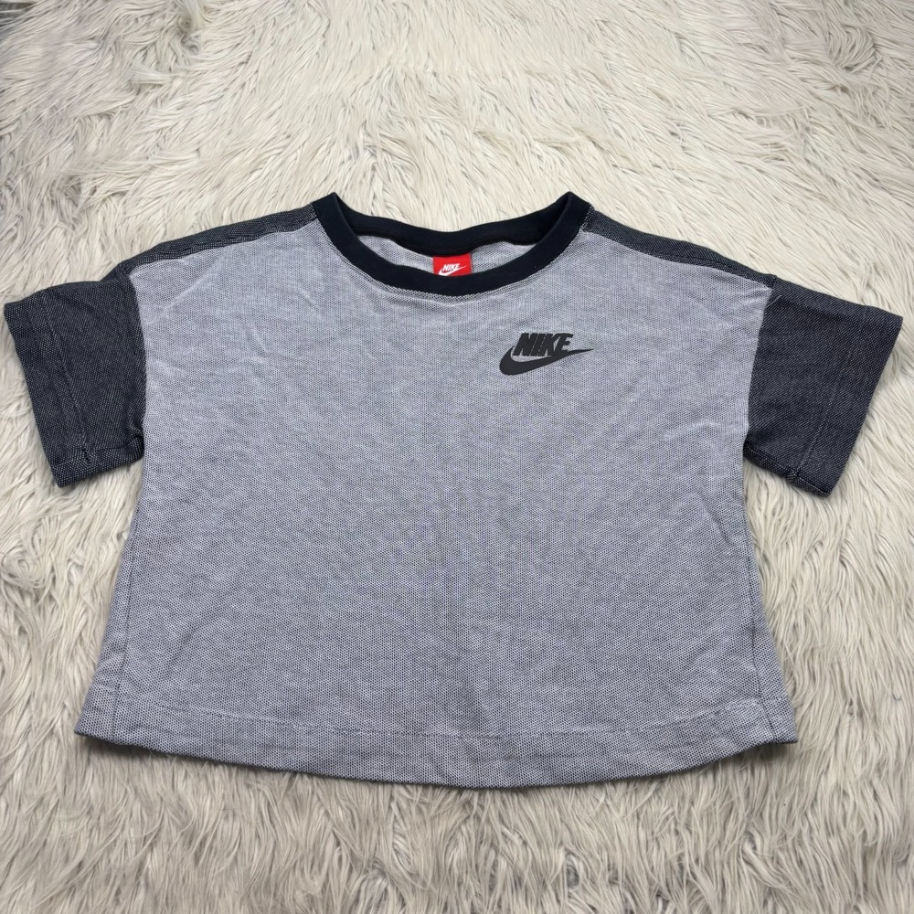 Nike Women's M Gray Colorblock Rally Crew Short Sleeve Knit Top Tee